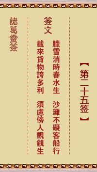 諸葛神簽第二十五簽 諸葛靈簽解簽25