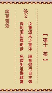 諸葛神簽第十二簽 諸葛靈簽解簽12
