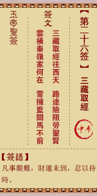 玉帝靈簽第26簽 玉帝靈簽第二十六簽解簽全解