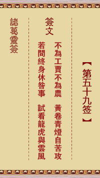 諸葛神簽第五十九簽 諸葛靈簽解簽59