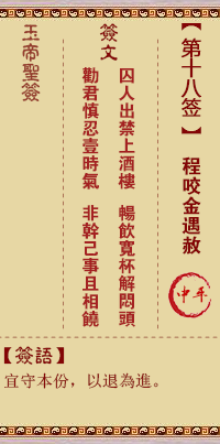 玉帝靈簽第18簽 玉帝靈簽第十八簽解簽全解